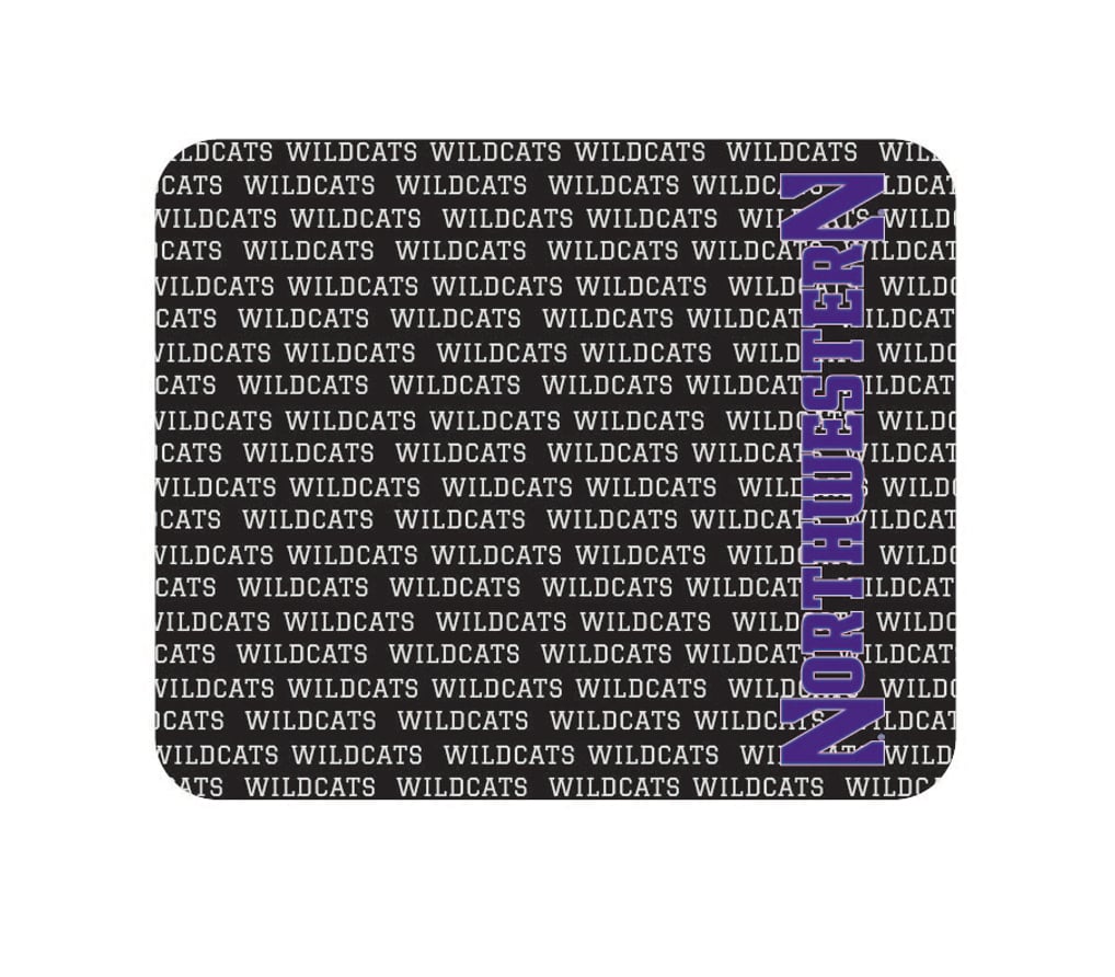 Northwestern Wildcats Repeat Text Mouse Pad - Black