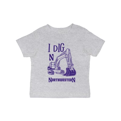 Northwestern Wildcats Vive La Fete Infant Excavator T-Shirt - Gray