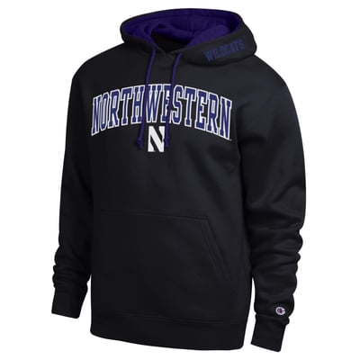  Northwestern Wildcats Champion Arch Tackle Twill Hoodie - Black