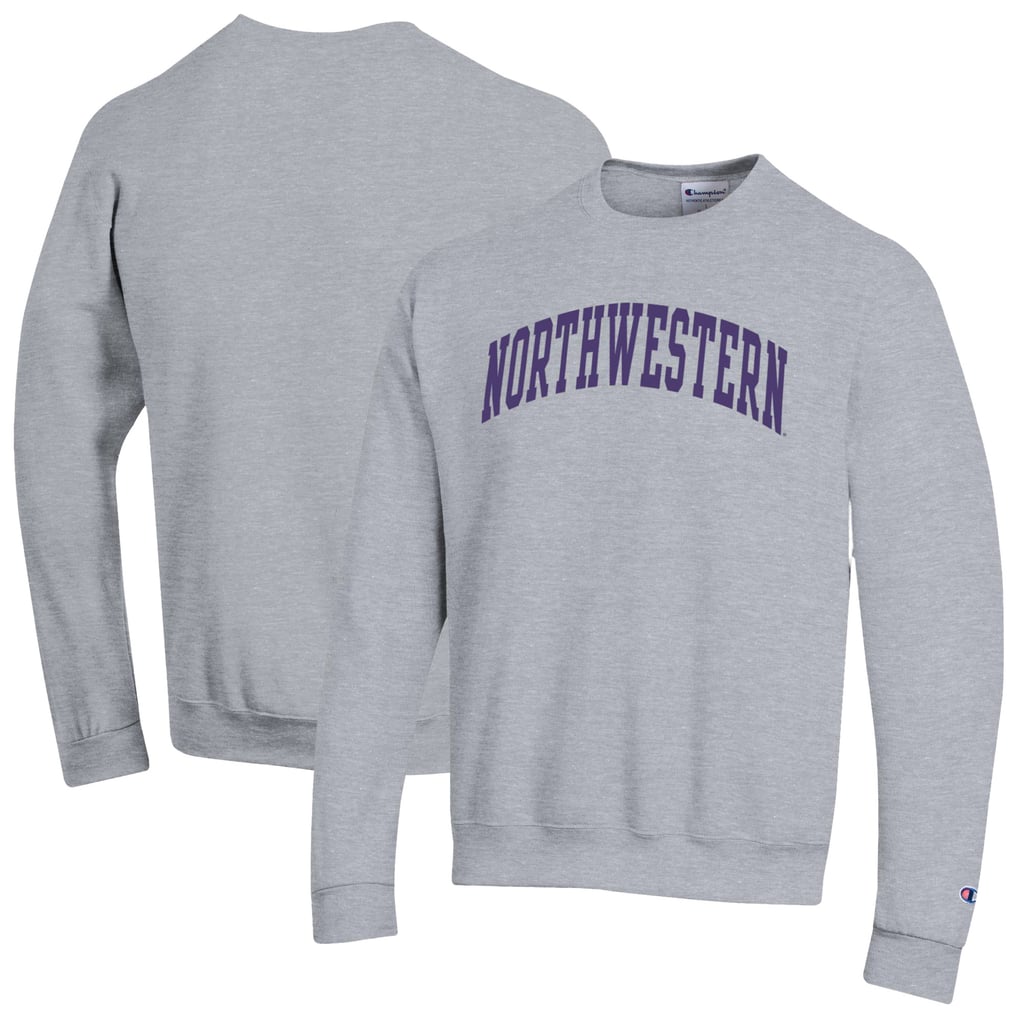  Northwestern Wildcats Champion Basic Arch Fleece Pullover Sweatshirt - Heather Gray