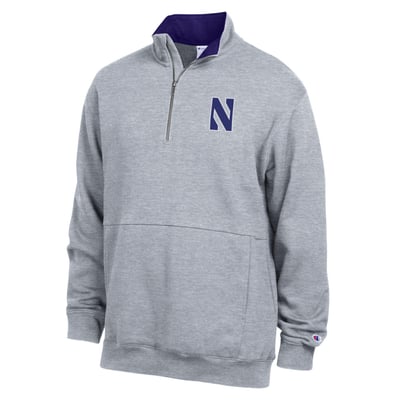  Northwestern Wildcats Champion Fleece Quarter-Zip Pullover - Heather Gray