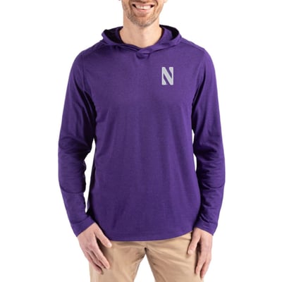 Northwestern Wildcats Cutter & Buck Coastline Recycled Double Peached Hoodie - Purple