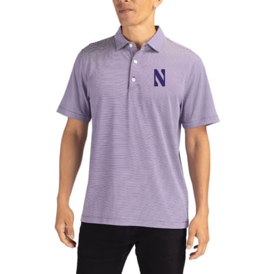  Northwestern Wildcats Cutter & Buck Forge Recycled Double Stripe 4-Way Stretch Polo - Purple