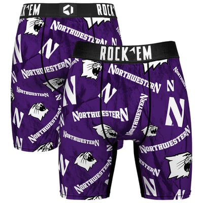  Northwestern Wildcats Rock Em All Over Logo Boxer Briefs - Purple