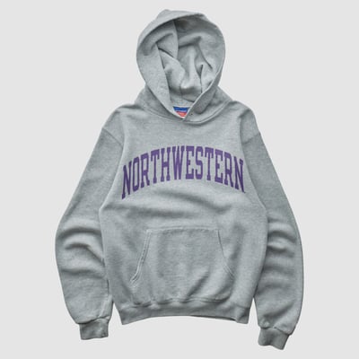 Northwestern Wildcats Champion 2000s Hooded Pullover Sweatshirt - Heather Gray - XXS by Fanatics Real Vintage