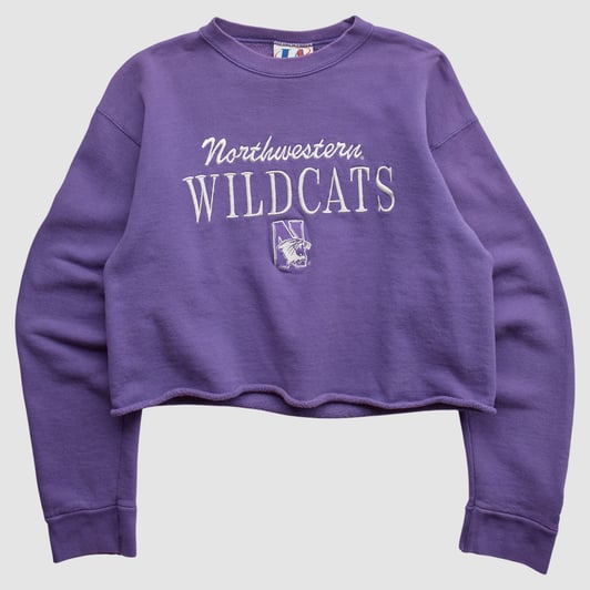 Northwestern Wildcats Logo Athletic 90s Pullover Sweatshirt - Purple - XS by Fanatics Real Vintage