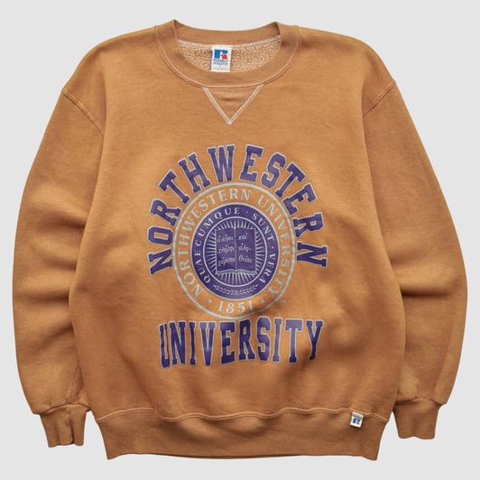 Northwestern Wildcats Russell 90s Pullover Sweatshirt - Clay - M by Fanatics Real Vintage