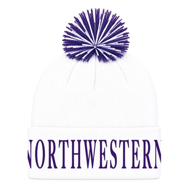  Northwestern Wildcats Under Armour Unisex Cuffed Knit Hat with Pom - White