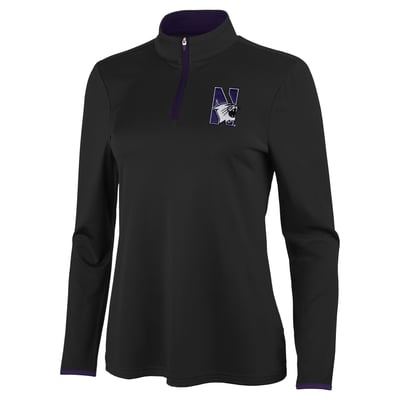 Northwestern Wildcats Antigua Women's Brink Quarter-Zip Pullover - Black/Purple
