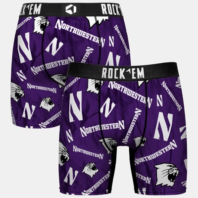  Northwestern Wildcats Rock Em Youth All Over Logo Boxer Briefs - Purple