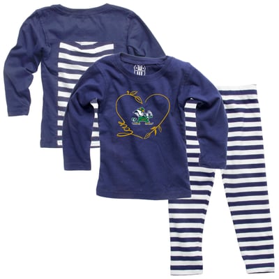 Notre Dame Fighting Irish Wes & Willy Girls Infant Long Sleeve Top and Pant Set - Navy
