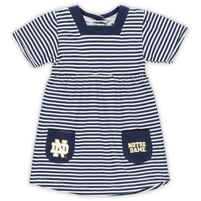 Notre Dame Fighting Irish Little King Girls Toddler Square Neck Striped Dress - Navy