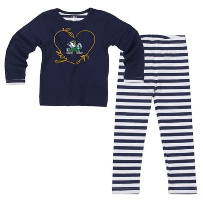  Notre Dame Fighting Irish Wes & Willy Girls Toddler 2-Piece Long Sleeve Top and Pants Set - Navy