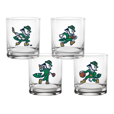  Notre Dame Fighting Irish Indigo Falls Core 4-Pack Collectors Rocks Glass Set
