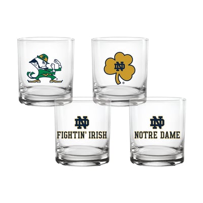  Notre Dame Fighting Irish Indigo Falls Core 4-Pack Collectors Rocks Glass Set