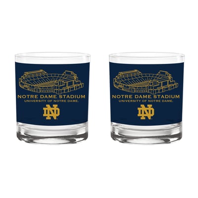  Notre Dame Fighting Irish Indigo Falls Core Stadium Rocks Glass 2-Pack
