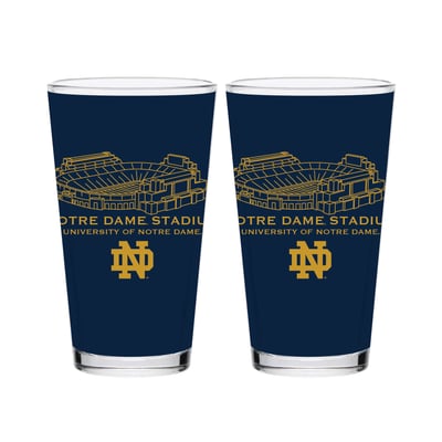  Notre Dame Fighting Irish Indigo Falls Core Stadium Two-Piece 16oz. Pint Glass Set
