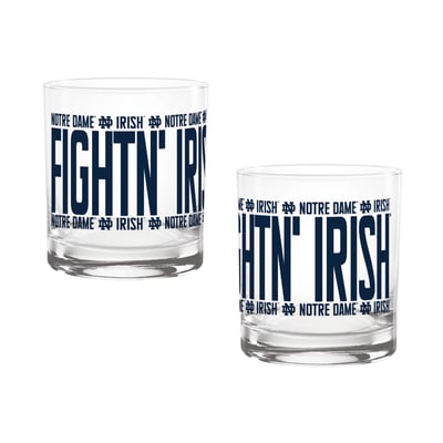 Indigo Falls Notre Dame Fighting Irish Elevated Rocks Glass - Set of 2
