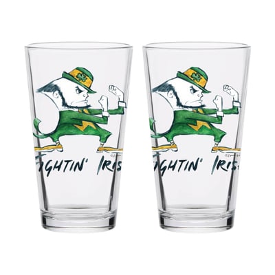  Notre Dame Fighting Irish Indigo Falls Laura Wilcox Mascot Pint Glass Set of 2