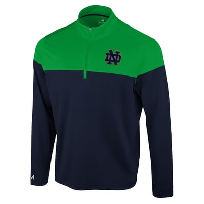  Notre Dame Fighting Irish Antigua Hinder Colorblock Quarter-Zip Pullover - Navy