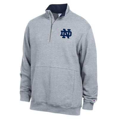  Notre Dame Fighting Irish Champion Fleece Quarter-Zip Pullover - Heather Gray