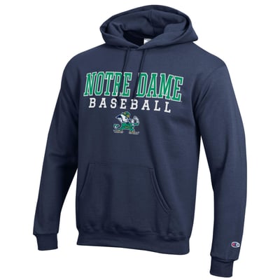  Notre Dame Fighting Irish Champion Baseball Stacked Pullover Hoodie - Navy