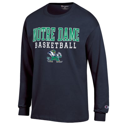 Notre Dame Fighting Irish Champion Basketball Stack Long Sleeve T-Shirt - Navy