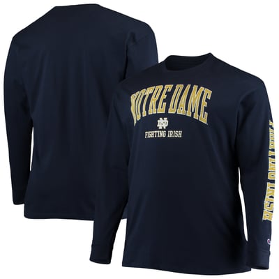 Notre Dame Fighting Irish Champion Big & Tall Arch Over Logo Long Sleeve T-Shirt - Navy