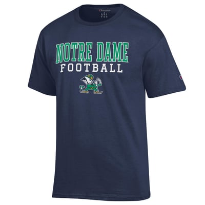 Notre Dame Fighting Irish Champion Football Stack T-Shirt - Navy