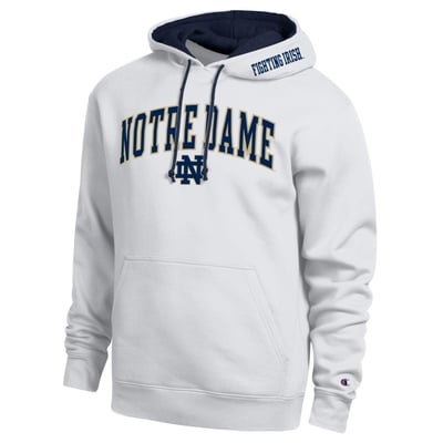  Notre Dame Fighting Irish Champion Arch Tackle Twill Hoodie - White