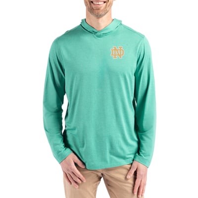  Notre Dame Fighting Irish Cutter & Buck Coastline Recycled Double Peached Hoodie - Kelly Green