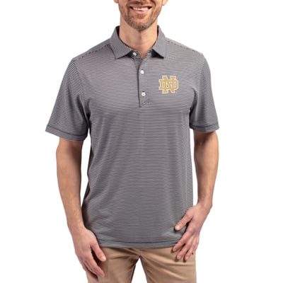  Notre Dame Fighting Irish Cutter & Buck Forge Recycled Double Stripe 4-Way Stretch Polo - Navy