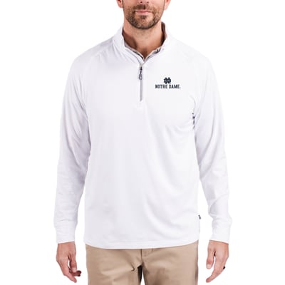 Notre Dame Fighting Irish Cutter & Buck Adapt Eco Knit Quarter-Zip Pullover Jacket - White