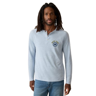 Notre Dame Fighting Irish FAHERTY Cloud Henley Long Sleeve T-Shirt - Light Blue