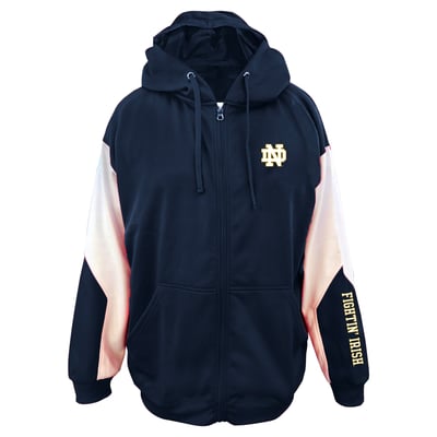 Notre Dame Fighting Irish Fanatics Big & Tall Sleeve Block Full-Zip Hoodie - Navy