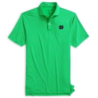  Notre Dame Fighting Irish johnnie-O Beau Striped Polo - Green