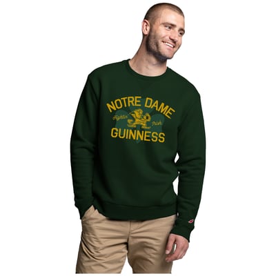 Notre Dame Fighting Irish League Collegiate Wear Guinness Leprechaun Shamrock Sweatshirt - Hunter Green