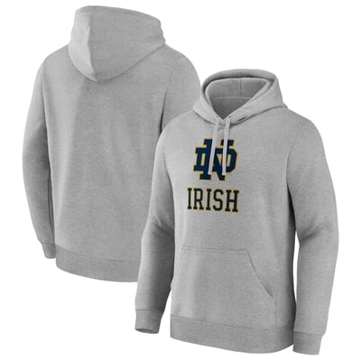  Notre Dame Fighting Irish Logo Athletic Primary Logo Fleece Pullover Hoodie - Heather Gray