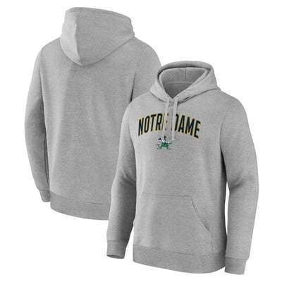  Notre Dame Fighting Irish Logo Athletic Primary Logo Fleece Pullover Hoodie - Heather Gray