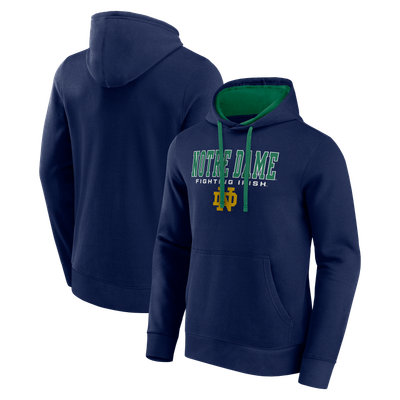 Notre Dame Fighting Irish Logo Athletic Contrast Lined Hoodie - Navy/Green