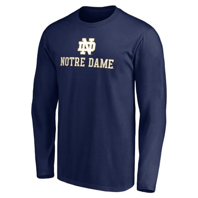 Notre Dame Fighting Irish Lockup Team Long Sleeve T-Shirt - Navy