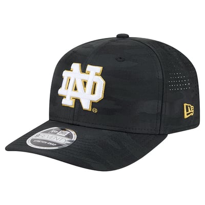 Notre Dame Fighting Irish New Era Perforated Camo 9SEVENTY Adjustable Hat - Black