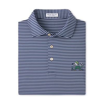  Notre Dame Fighting Irish Peter Millar Tiebreaker Performance Jersey Stripe Polo - Navy