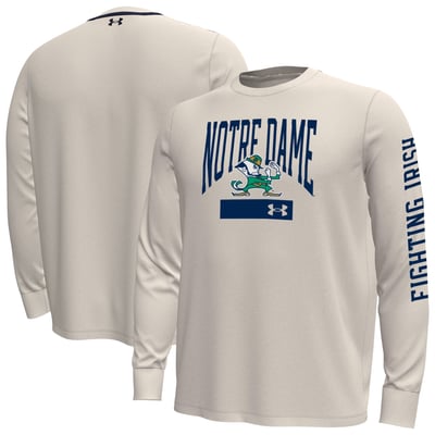  Notre Dame Fighting Irish Under Armour Gameday Motion Heavyweight Long Sleeve T-Shirt - Cream