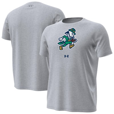  Notre Dame Fighting Irish Under Armour Football Leprechaun Core Tech Stretch T-Shirt - Gray