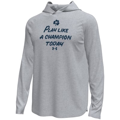  Notre Dame Fighting Irish Under Armour Tech Stretch Long Sleeve Hooded T-Shirt - Gray