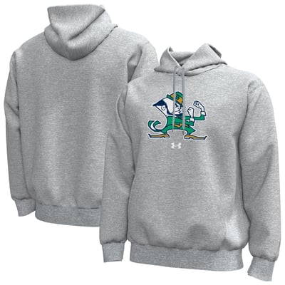  Notre Dame Fighting Irish Under Armour Core Icon Fleece Pullover Hoodie - Heather Gray