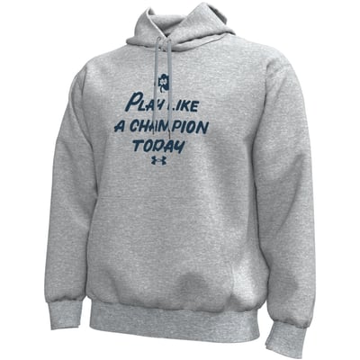  Notre Dame Fighting Irish Under Armour Core Icon Fleece Pullover Hoodie - Heather Gray