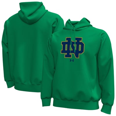  Notre Dame Fighting Irish Under Armour Core Icon Fleece Pullover Hoodie - Kelly Green