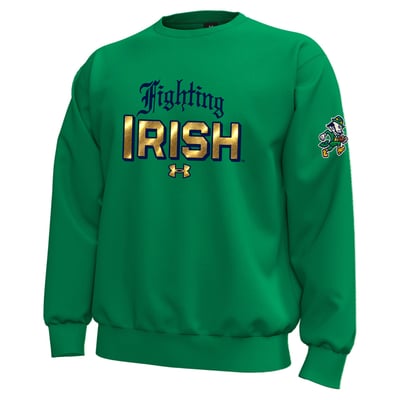 Notre Dame Fighting Irish Under Armour Wear Green Coaches Icon Fleece Sweatshirt - Kelly Green